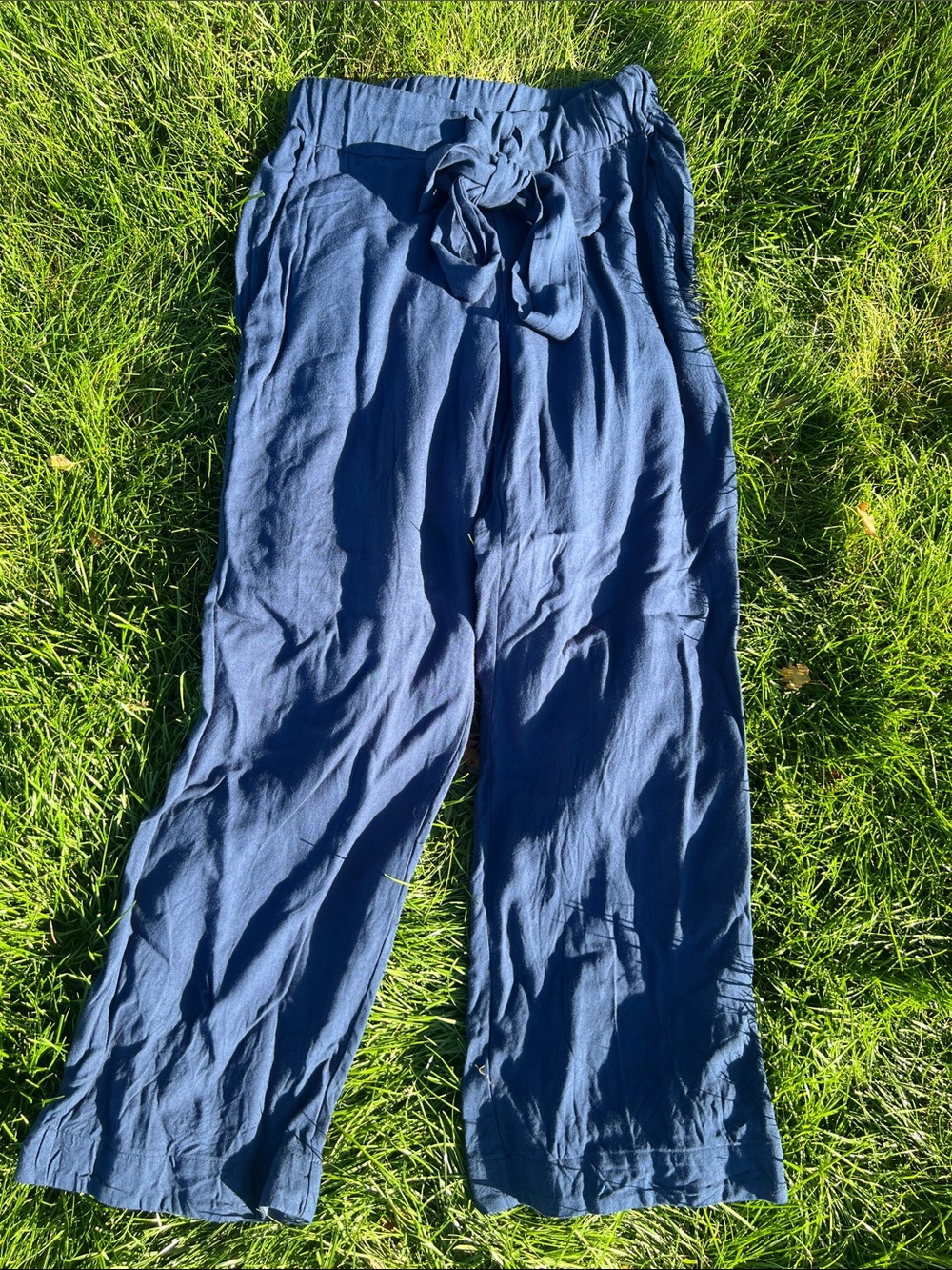 Garnish pdx High-Rise Wide Leg Tie-Waist Pants - Navy